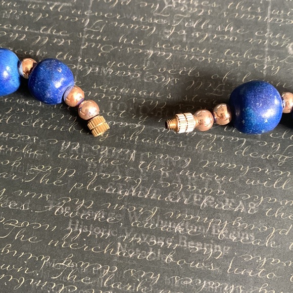 Vintage Estate Jewelry Chunky Marble Stone Bead Necklace Turquoise Blue Purple - Picture 12 of 16